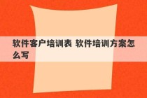 软件客户培训表 软件培训方案怎么写