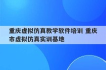 重庆虚拟仿真教学软件培训 重庆市虚拟仿真实训基地