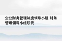 企业财务管理制度领导小组 财务管理领导小组职责