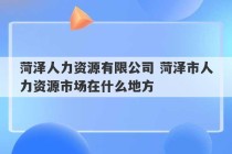 菏泽人力资源有限公司 菏泽市人力资源市场在什么地方