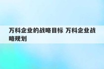 万科企业的战略目标 万科企业战略规划