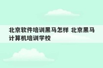 北京软件培训黑马怎样 北京黑马计算机培训学校