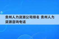 贵州人力资源公司排名 贵州人力资源咨询电话