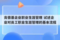 肯德基企业职业生涯管理 试述企业对员工职业生涯管理的基本流程