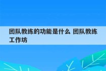 团队教练的功能是什么 团队教练工作坊