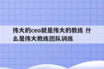 伟大的ceo就是伟大的教练 什么是伟大教练团队训练