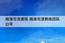 精准引流课程 精准引流教练团队口号