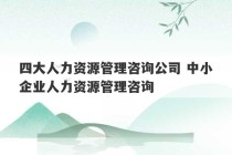 四大人力资源管理咨询公司 中小企业人力资源管理咨询