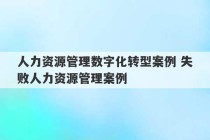 人力资源管理数字化转型案例 失败人力资源管理案例