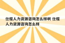 仕程人力资源咨询怎么样啊 仕程人力资源咨询怎么样