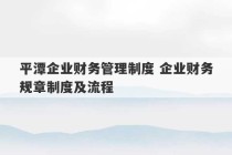 平潭企业财务管理制度 企业财务规章制度及流程