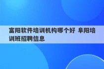 富阳软件培训机构哪个好 阜阳培训班招聘信息