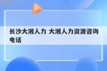 长沙大湘人力 大湘人力资源咨询电话