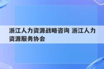 浙江人力资源战略咨询 浙江人力资源服务协会