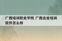 广西培训职业学院 广西企业培训软件怎么样