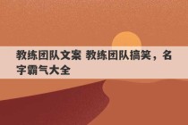 教练团队文案 教练团队搞笑，名字霸气大全