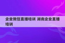 企业微信直播培训 湖南企业直播培训