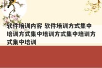 软件培训内容 软件培训方式集中培训方式集中培训方式集中培训方式集中培训