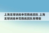 上海足球训练申花教练团队 上海足球训练申花教练团队有哪些