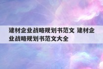 建材企业战略规划书范文 建材企业战略规划书范文大全