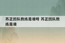 苏正团队教练是谁呀 苏正团队教练是谁