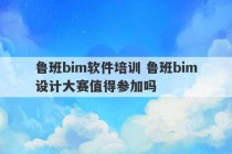 鲁班bim软件培训 鲁班bim设计大赛值得参加吗