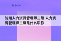 沈阳人力资源管理师三级 人力资源管理师三级是什么职称