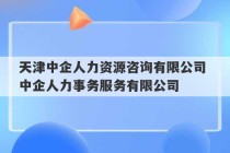 天津中企人力资源咨询有限公司 中企人力事务服务有限公司