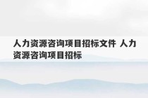 人力资源咨询项目招标文件 人力资源咨询项目招标