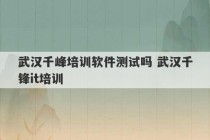 武汉千峰培训软件测试吗 武汉千锋it培训