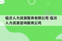 临沂人力资源服务有限公司 临沂人力资源咨询服务公司