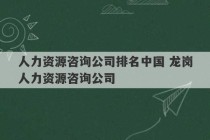 人力资源咨询公司排名中国 龙岗人力资源咨询公司