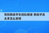 驾校教练学车团队限速 教练学员太多怎么安排