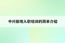 中兴新地入职培训的简单介绍