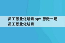 员工职业化培训ppt 想做一场员工职业化培训