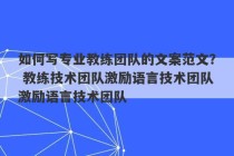 如何写专业教练团队的文案范文？ 教练技术团队激励语言技术团队激励语言技术团队