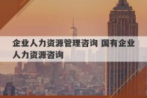 企业人力资源管理咨询 国有企业人力资源咨询