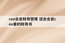 ceo企业财务管理 适合企业ceo看的财务书