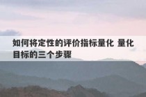 如何将定性的评价指标量化 量化目标的三个步骤