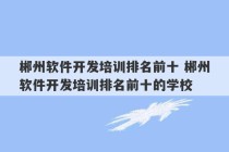 郴州软件开发培训排名前十 郴州软件开发培训排名前十的学校