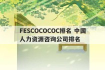 FESCOCOCOC排名 中国人力资源咨询公司排名