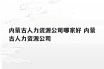 内蒙古人力资源公司哪家好 内蒙古人力资源公司