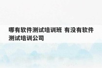 哪有软件测试培训班 有没有软件测试培训公司