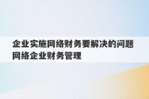 企业实施网络财务要解决的问题 网络企业财务管理