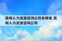 昆明人力资源咨询公司有哪些 昆明人力资源咨询公司