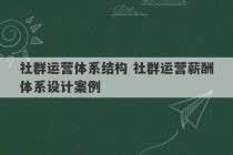 社群运营体系结构 社群运营薪酬体系设计案例