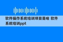 软件操作系统培训项目是啥 软件系统培训ppt