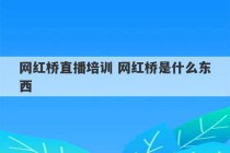 网红桥直播培训 网红桥是什么东西