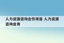 人力资源咨询合作项目 人力资源咨询业务