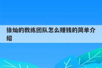 徐灿的教练团队怎么赚钱的简单介绍